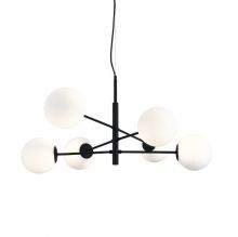 Oviedo_6 oprawa wisząca 6x5W max G9 metal czarny klosz biały mat